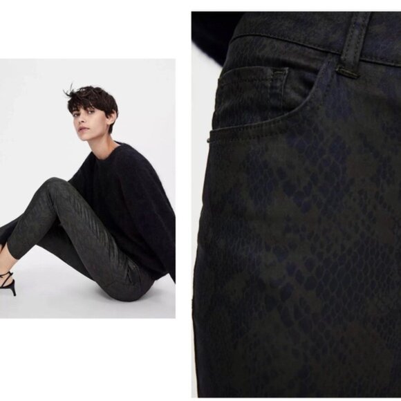 Zara Z1975 Snakeskin Printed Denim Jeans Pants Waxed Finish Sz 6 38 - Picture 3 of 15